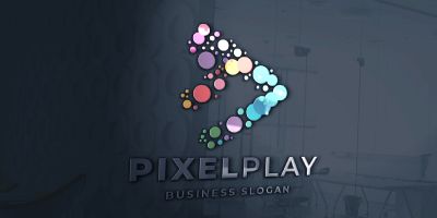 Pixel Play Symbol Technology Pro Logo