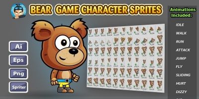 Bear 2D Game Characte Sprites