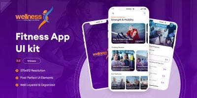 Wellness Fitness app - Adobe XD Mobile UI Kit 