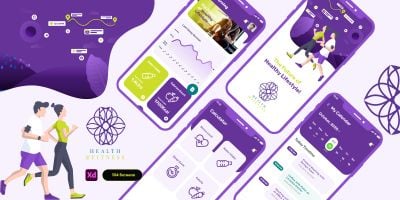 Health and Fitness App - Adobe XD Mobile UI Kit 