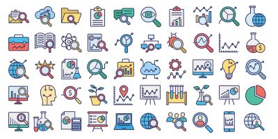 Explore And Analysis Vector Icons Set