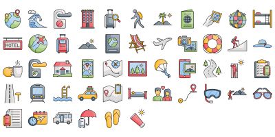 Vacation and Travel Icons Pack | EPS | SVG