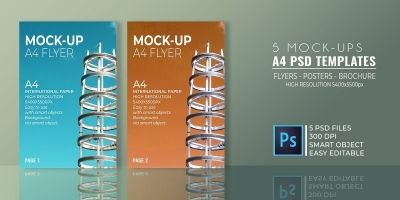 5 Mock-Ups Flyer PSD Templates A4  