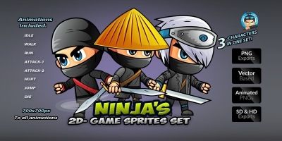 Ninja Game Sprites Set