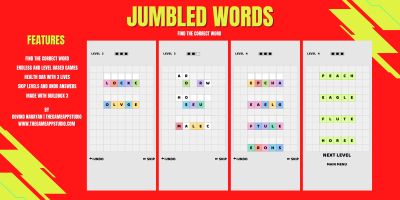 Jumbled Words Puzzle Game Buildbox Template