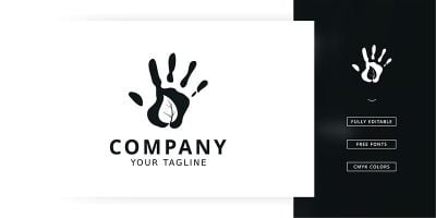 Leaf Hand Logo Template