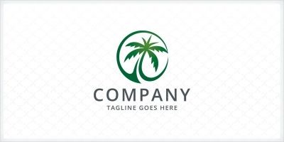 Green Palm Tree Logo Template