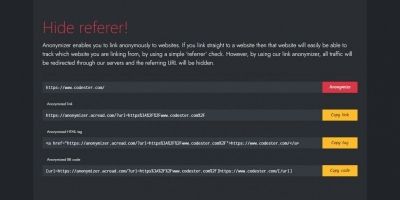 Anonymizer - Referer Hider NodeJS